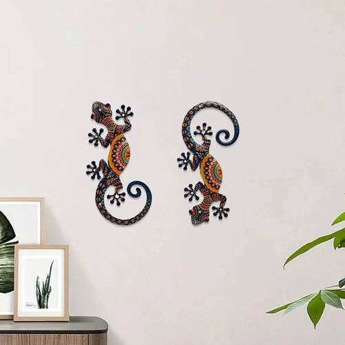 2Pcs Gecko Wall Decor Decorative Hanging Sculpture Gecko