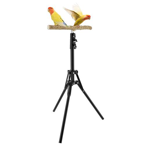 Wood Bird Branch Stand Height Adjustable Foldable Parrot
