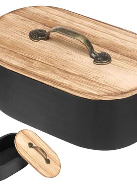 Wooden Tampon Holder with Lid Oval Bathroom Tampon Storage