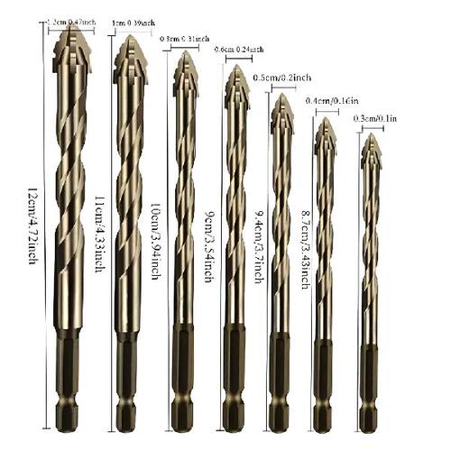 7Pcs Four-Flute Sawtooth Eccentric Drill Bit