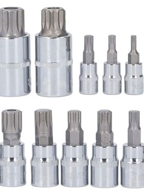10Pcs Triple Spline Bit Socket M4 to 1/4in 3/8in 1/2in