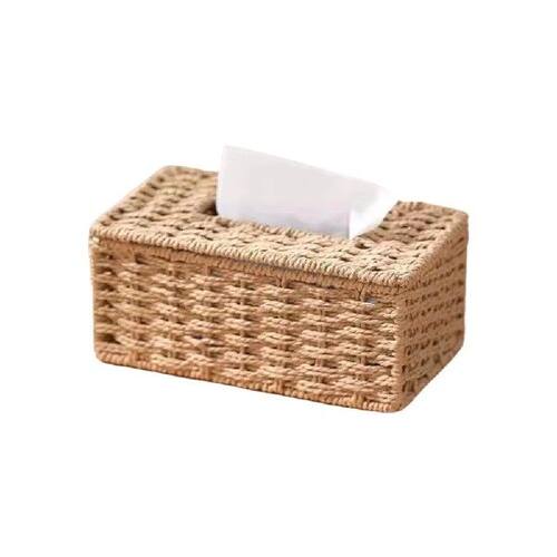 Handmade Woven Tissue Box Decoration Wide Opening Imitation