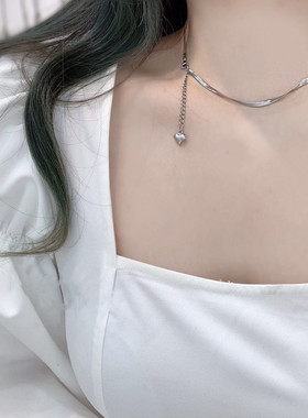 韩国钛钢少女风立体爱心脖子链