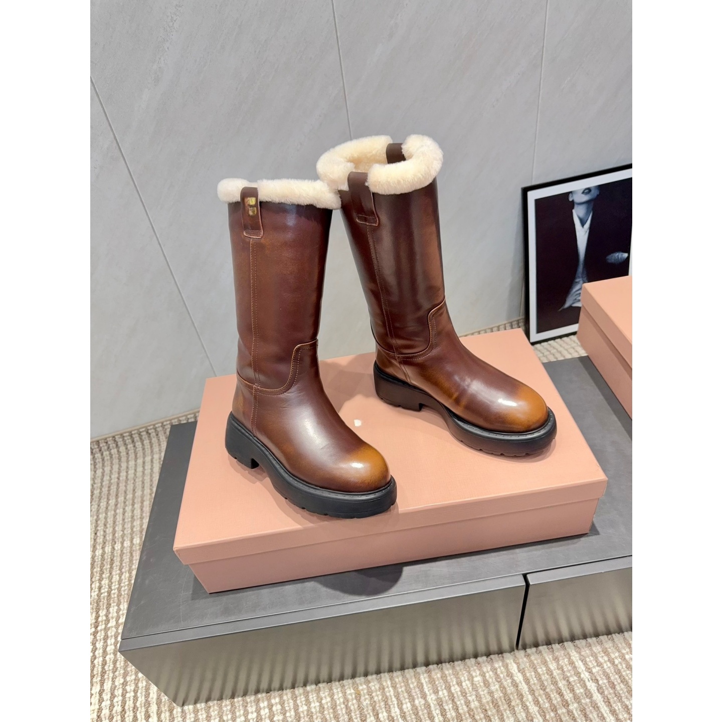 英伦风女靴真皮厚底高筒骑士靴