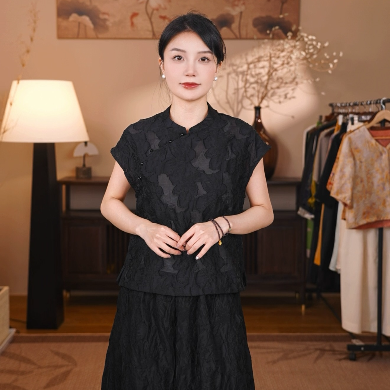 【浅夏云纱】新款新中式立领上衣小衫女装国风气质无袖（AB189）