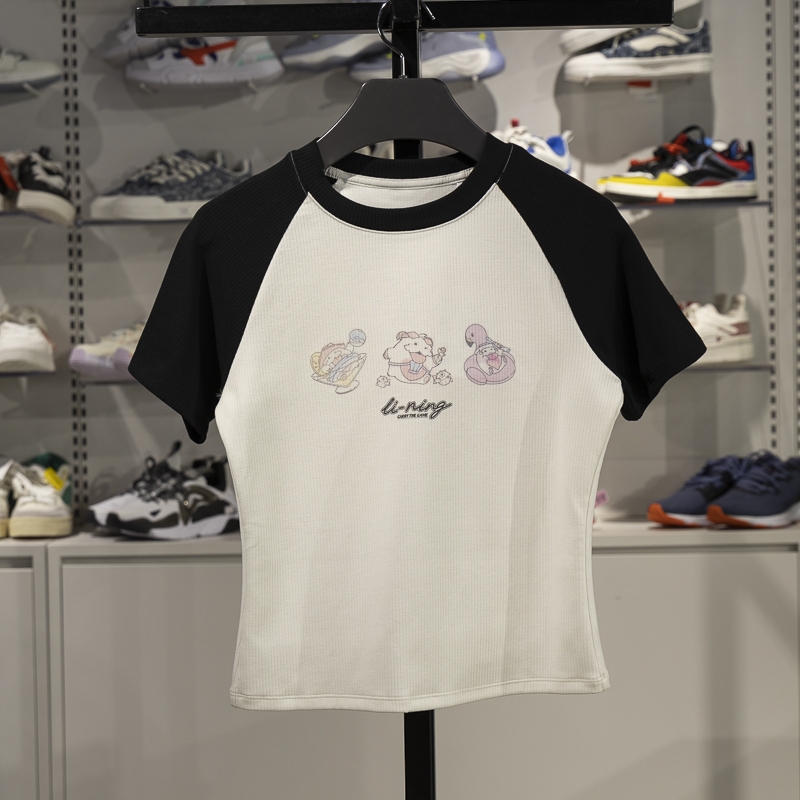 李宁短袖女子圆领透气T恤文化衫