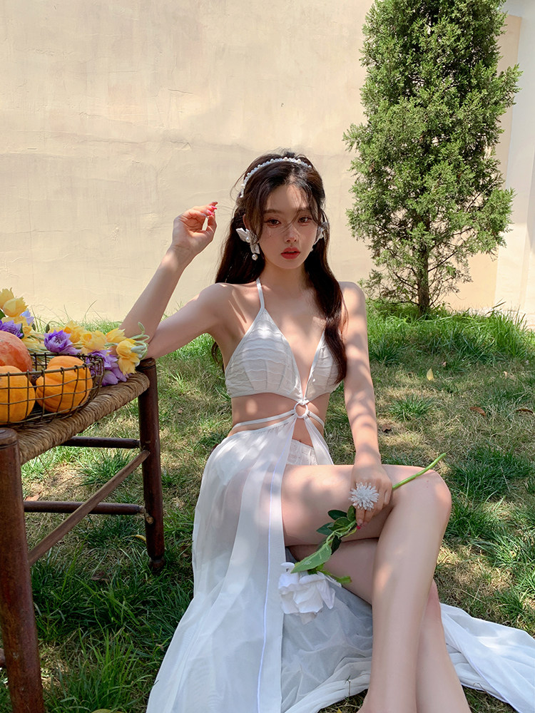 2024新款夏季性感泳衣女式分体长裙海边度假泳装温泉拍照三亚纯欲