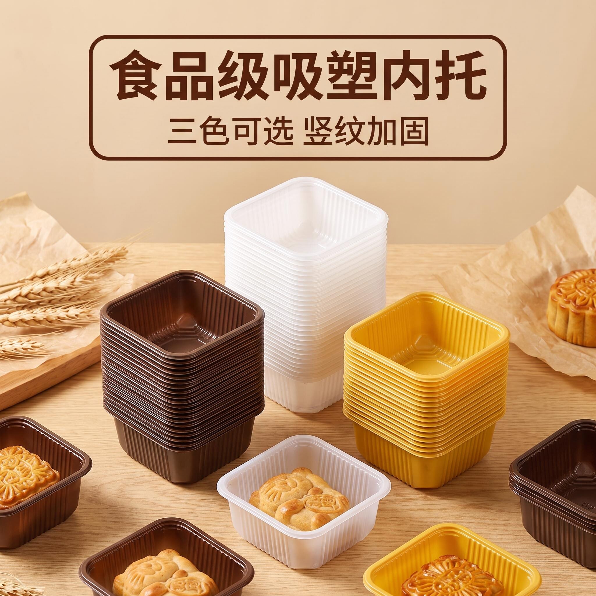 食品PP透明月饼托50g80克100克绿豆糕托蛋黄酥底托中秋加厚内托盒