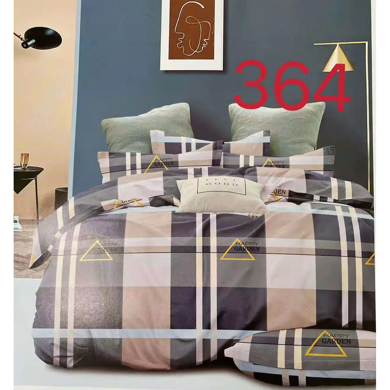 26新款欧式英伦格子活性印花全棉磨毛四件套加厚保暖亲肤床单被套