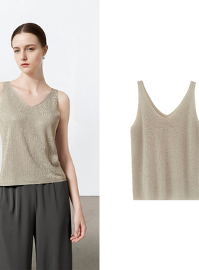 夏季新款纯欲风重工镶钻V领打底衫时尚百搭气质烫钻针织背心