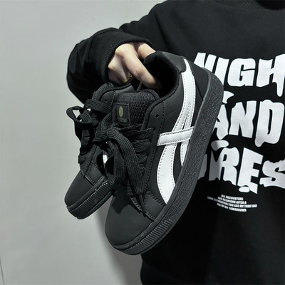 黑色鞋子男鞋休闲鞋透气夏季新款 增高面包鞋女美式板鞋情侣潮流