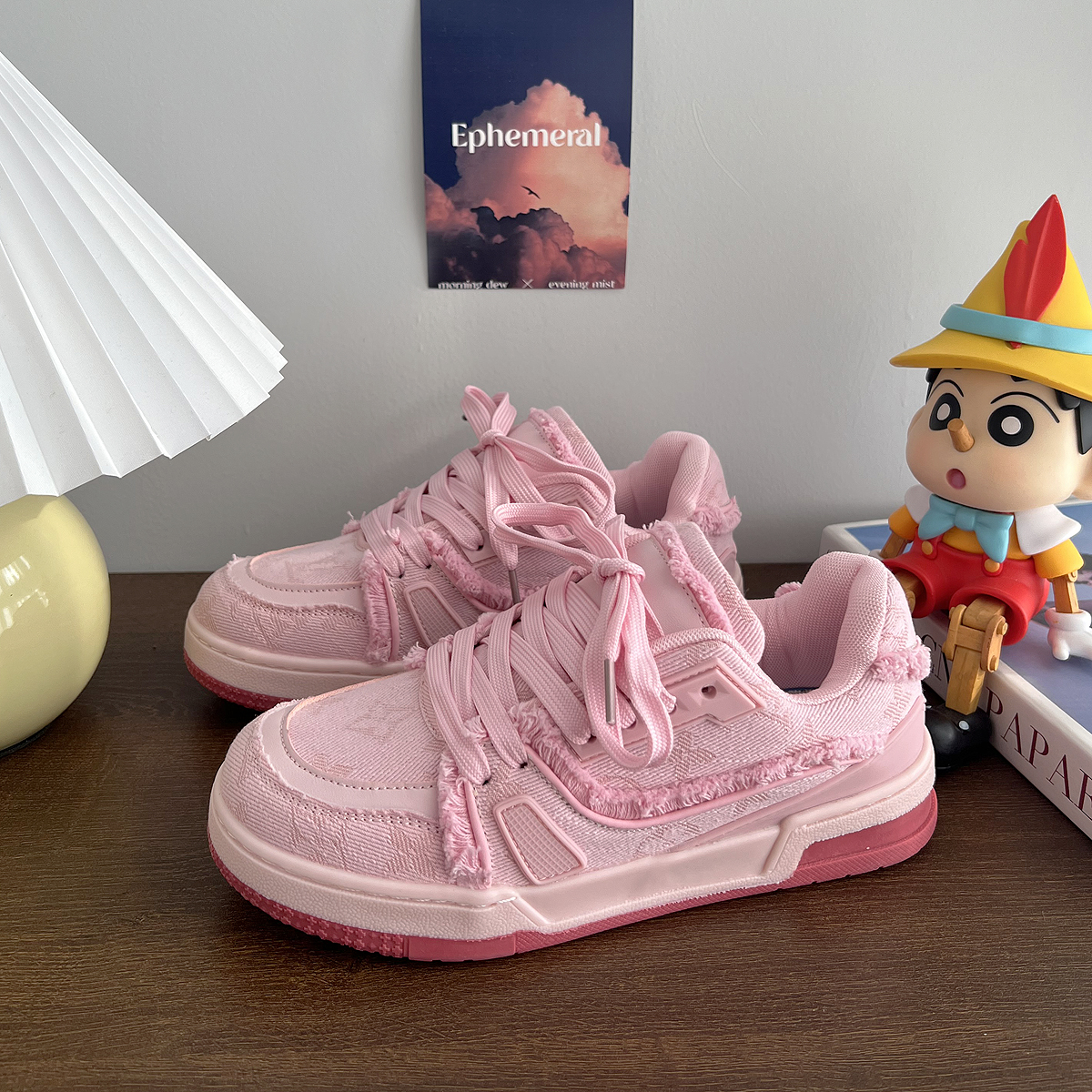 粉色鞋子男鞋板鞋男款2025新款 夏季面包鞋增高情侣休闲运动鞋女