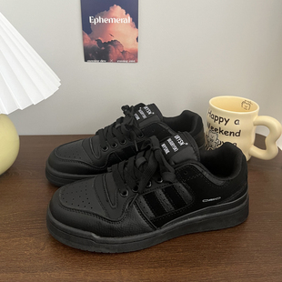 板鞋 美式 高街潮 黑色鞋 透气情侣增高休闲运动鞋 夏季 新款 女 子男鞋