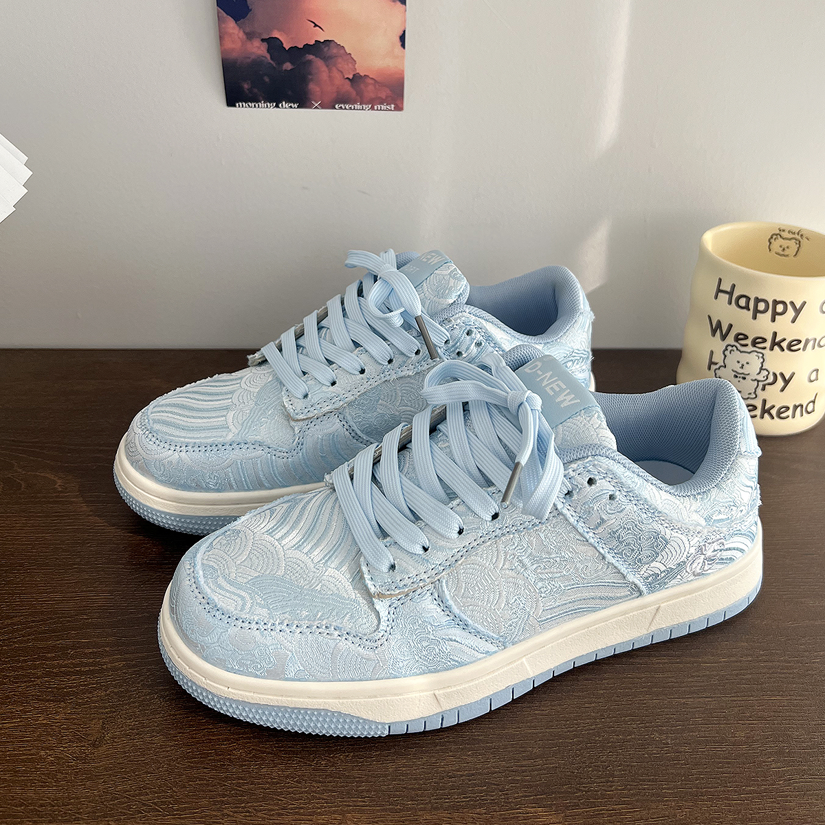 蓝色鞋子男鞋美式板鞋男款休闲鞋 夏季新款百搭增高情侣运动鞋女