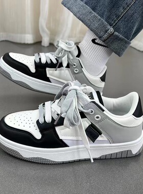 美式板鞋男士百搭黑色鞋子男鞋 冬季新款透气休闲鞋情侣运动鞋女