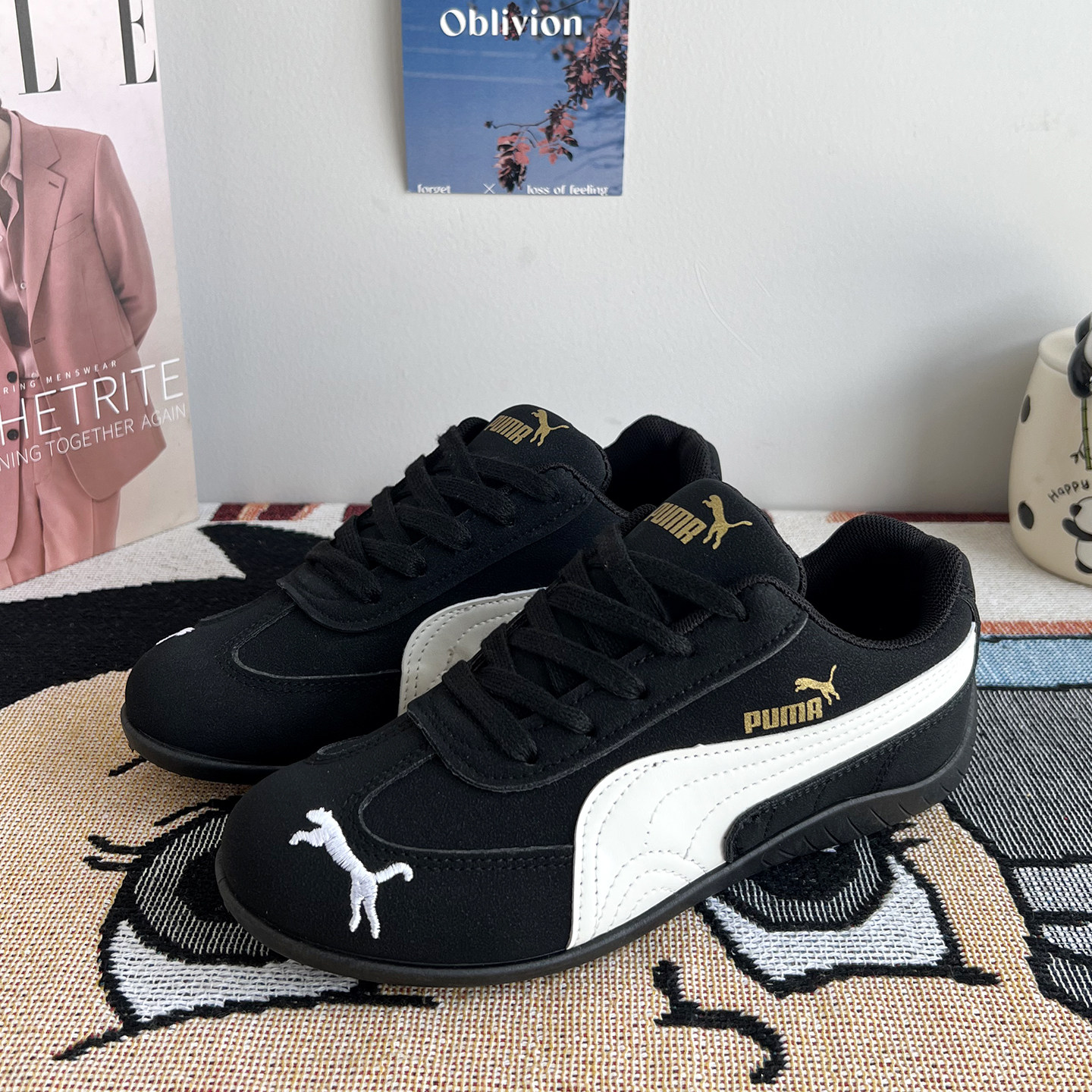 黑色德训鞋高级新款板鞋美式潮流 百搭冬天鞋子男鞋情侣休闲鞋女