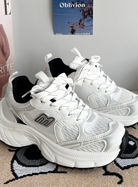 厚底老爹鞋男款运动鞋情侣新款 春季增高休闲女百搭白色鞋子男鞋