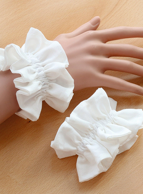 宽7CM白色双层棉布艺弹力手袖大腿环纯色jk腕带袜圈性感女仆饰品