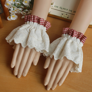 双层棉质花边蕾丝弹力手腕环遮疤保暖cos腕饰品法式 田园复古风