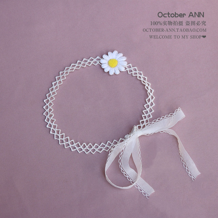 宽1CM两用系带蕾丝饰品项链手链白色小雏菊腕花小清新温柔甜美夏