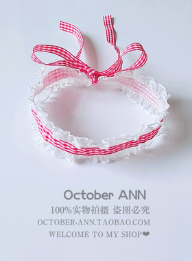 choker系带仙女格子蕾丝花边项圈