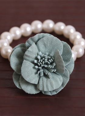 头绳手链两用日韩风仿珍珠蓝绿色花朵发圈网红2022年新款头饰现货