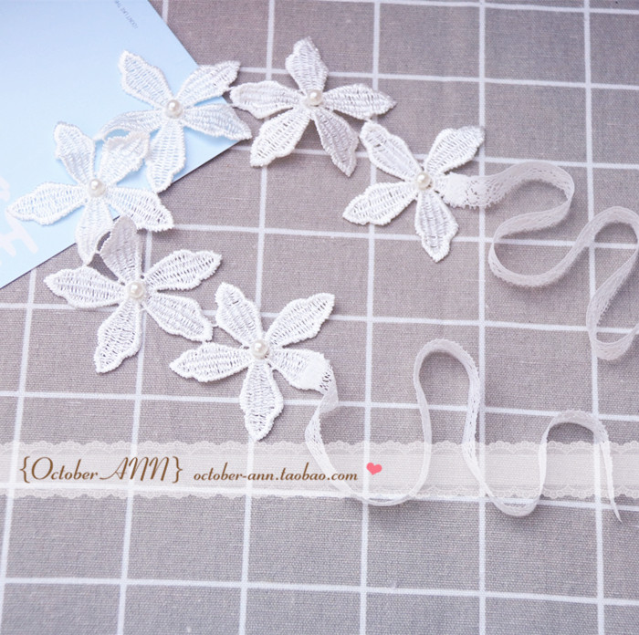 仙女范白色大花朵蕾丝珍珠韩国韩版颈链毛衣链短款锁骨链锁骨项链