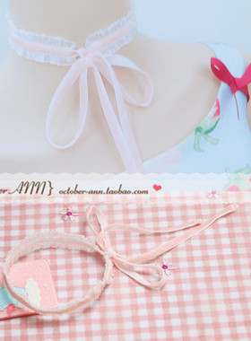 choker厘米系带木耳边墨绿色项圈