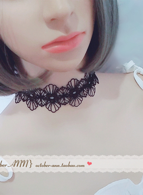 系带蕾丝假领子黑白两色金属项圈