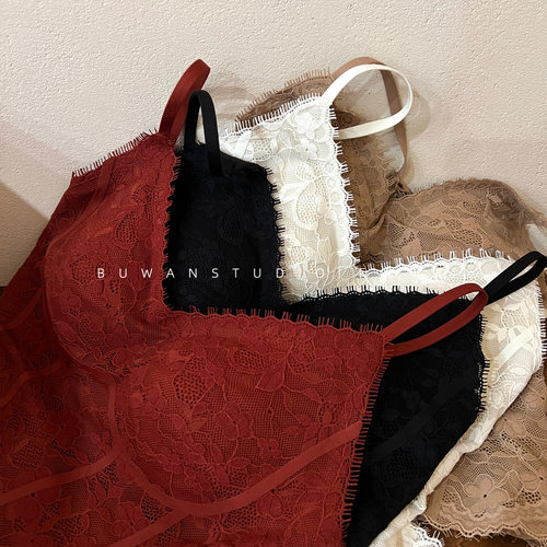 法式蕾丝免穿文胸吊带背心性感