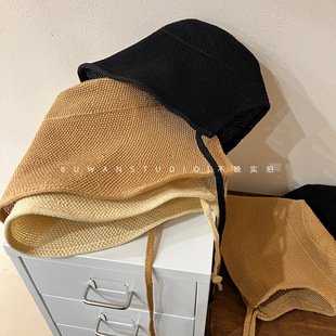 夏日氛围神器丨日系复古棉麻草编绑带遮阳帽渔夫帽度假长裙遮素颜