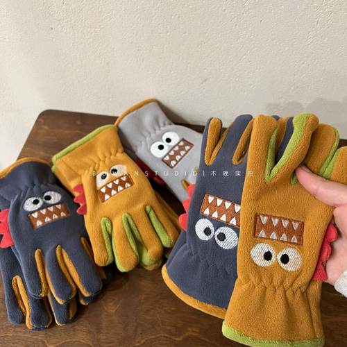 秋冬儿童搞怪加绒保暖防风手套