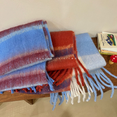 秋冬马海毛学院风长款围巾披肩