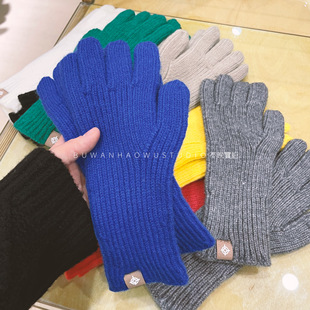不留亏啊|建议多入高品质韩国纯色保暖漏指触屏分指带标手套毛线