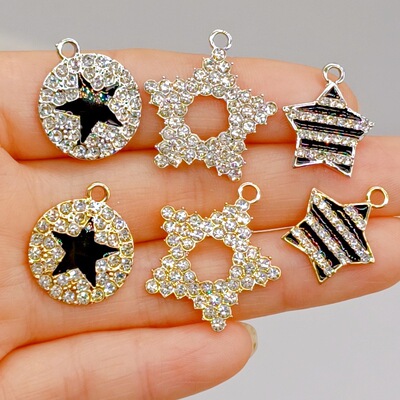 五角星点钻吊坠项链手链女diy挂件合金滴油饰品小配件