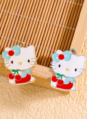 猫咪挂件配饰滴油吊坠diy白色KT猫咪项链钥匙扣吊坠手链包包 配件