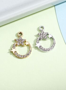 圆五角星挂件配饰镶钻吊坠简约合金饰品配件diy手链项链服饰材料