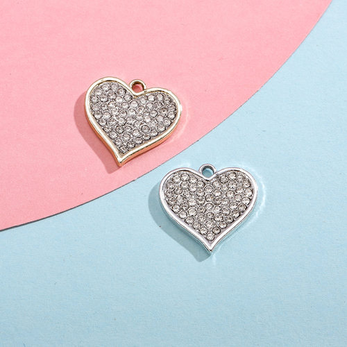 心形配饰挂件吊坠简约满钻爱心合金饰品配件diy手链项链服饰材料