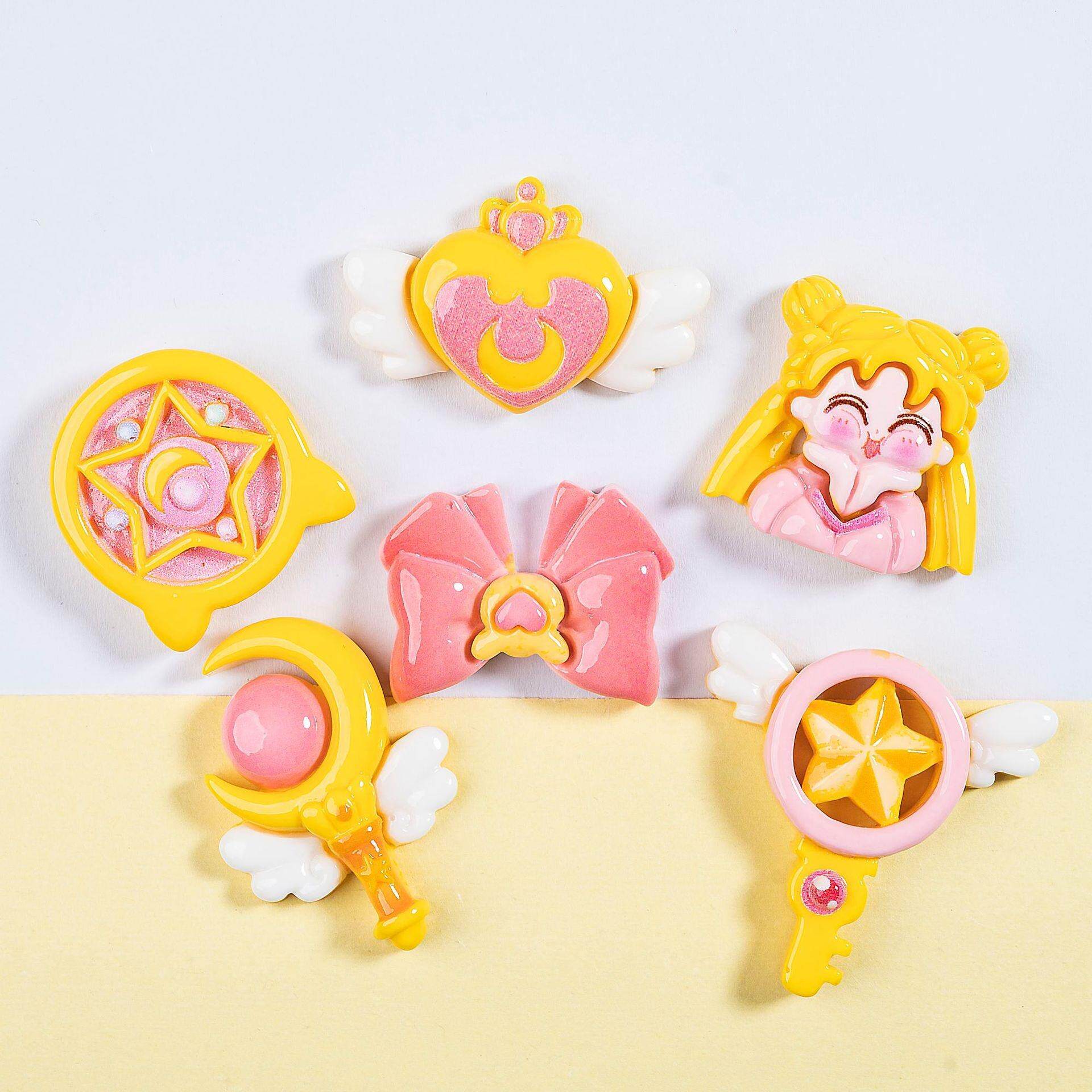 卡通美少女战士魔法棒可爱diy发饰头绳鞋扣文具贴装饰树脂配件