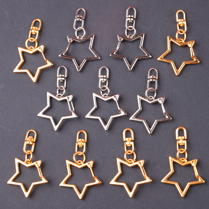 diy饰品配件五角星形金属钥匙扣挂件 现货批发创意异形合金弹簧扣