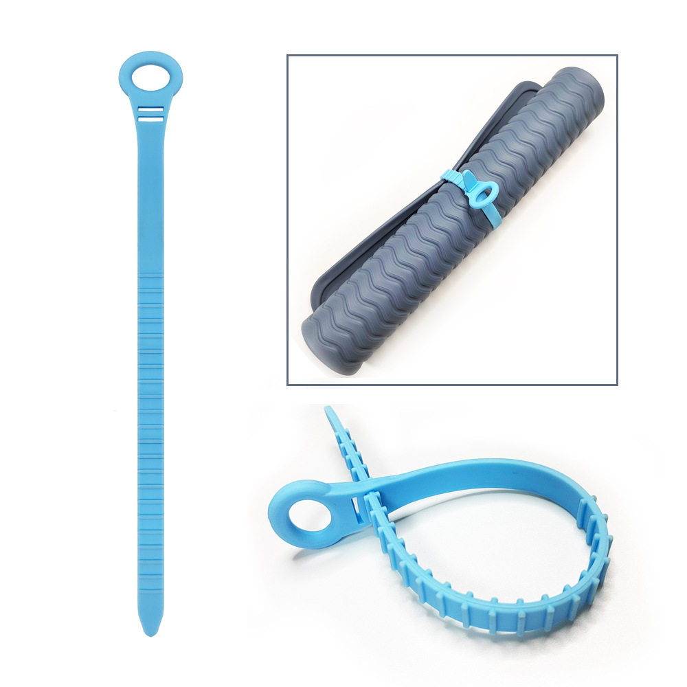 便携式硅胶扎带 家居用品户外烘焙垫捆绑带拉环打包带硅胶扎带