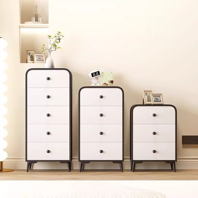 全实木奶油风五斗柜窄款