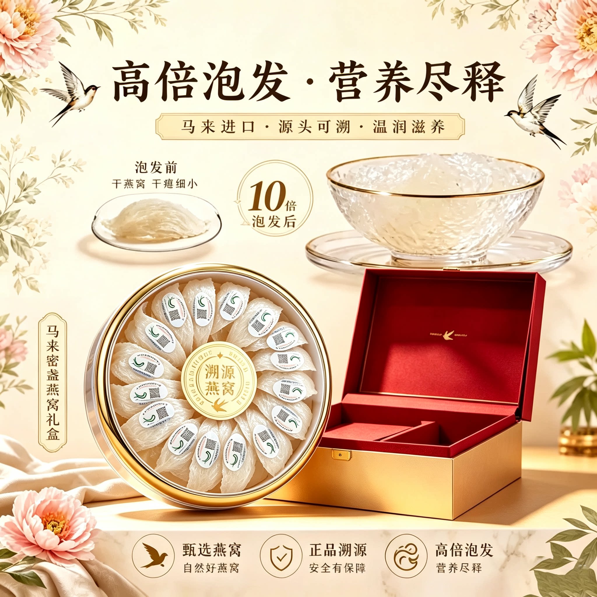 正品密盏印尼马来燕窝溯源密盏干盏燕盏女生孕妇月子滋补品礼盒