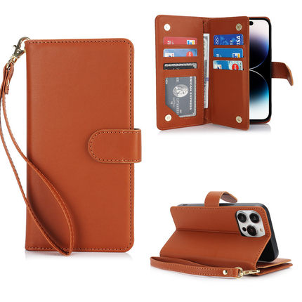 适用于苹果17/15手机壳多功能一体13保护套14Pm翻盖皮套12pro防摔8plus全包SE放交通卡门禁卡11新款16女7外壳