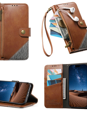 适用于MOTO edge 60 Fusion手机壳moto X70 Air防摔保护套 Moto G86翻盖式皮套MotoG15 Power拼色拉链卡包新