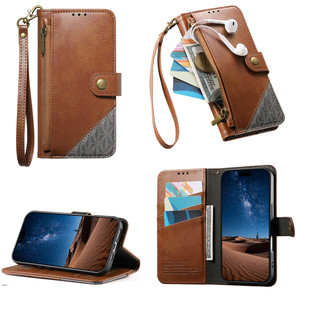 sense10手机壳翻盖式 日韩风拉链收纳卡包适用 夏普sense 夏普wish5全包边防摔外壳 夏普wish4创意拼接皮套