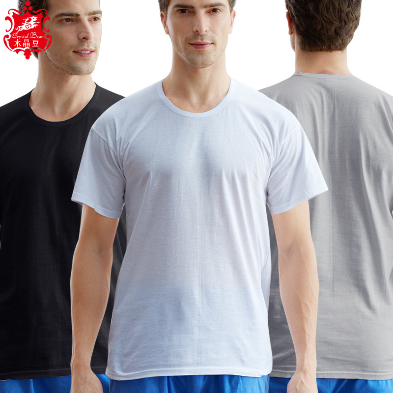 중년 및 노인을위한 언더 셔츠 남성용 순면 라운드 넥 코튼 노인 셔츠 노인용 느슨한 바닥 반팔 플러스 사이즈 조끼