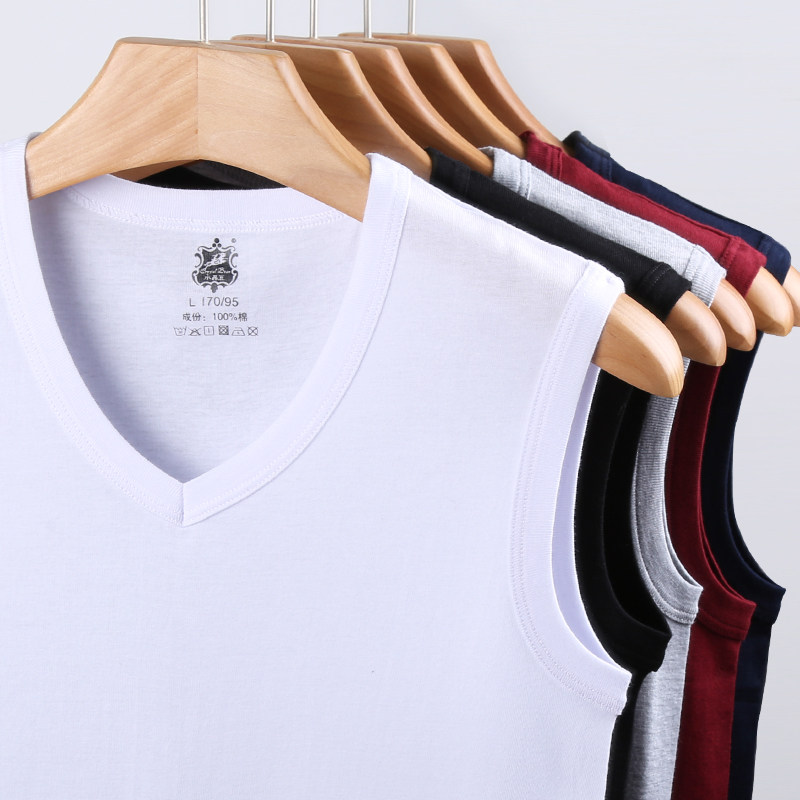 남성 조끼 민소매 티셔츠 순수 코튼 피트니스 꽉 바닥 컷 소매 넓은 어깨 여름 청소년 슬림 싱글 유행 V