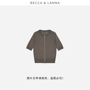 D0244 休闲百搭圆领拉链短袖 针织开衫 朵姐臻选