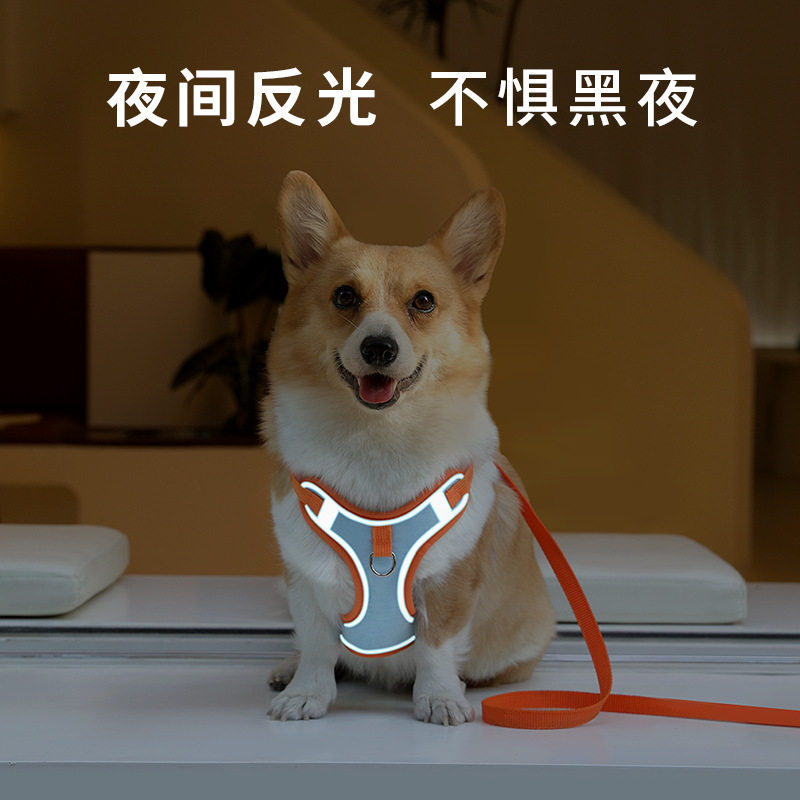 日本狗狗胸背带中小型犬反光防挣脱背心式牵引绳遛猫绳宠物遛狗绳